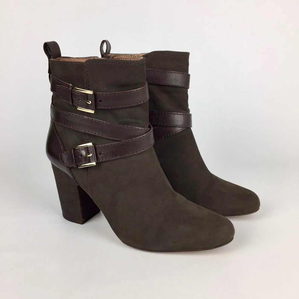 Louise et Cie Seneca Brown Suede Buckled Ankle Booties 9